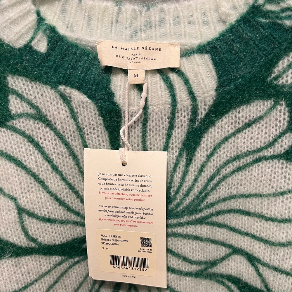 Sézane Julieta Sweater - Green and Cream Floral Print - Picture 6 of 10